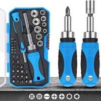 NESTLUNE 44 in 1 Magnetic Ratchet Screwdriver Socket Bit Set in Blue | Size: 10000mm x 520mm