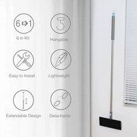 SPETLEK Microfiber Floor Mop 7 in 1 Broom Duster Squeegee in Grey | Size: 0.6m2