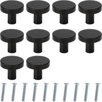 SPETLEK 10Pcs Solid Door Knobs Cabinet Handles Cupboard Drawer in Black | Size: 0.6m2