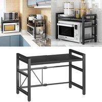 SPETLEK 2 Tier Expandable Microwave oven Rack Stand Storage in Black | Size: Large