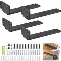EONLION 4 Pack Floating Shelf Brackets 15CM in Black | Size: 1000mm 2000mm