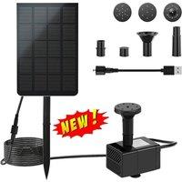 EONLION Solar Powered Panel Fountain Submersible in Black | Size: 100 cm