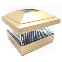 NESTLUNE Solar LED 4x4 Deck Post Cap Lights Outdoor Garden Fence in Gold