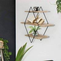 SPETLEK 3 Tiers Diamond Floating Shelf Wall in Light Oak | Size: 0.6m2