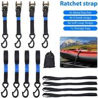 SPETLEK 4X Heavy Duty Ratchet Ties Down Straps 5 Meter in Black | Size: 1000mm 10000mm