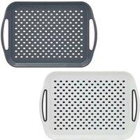 NESTLUNE 2Pcs Anti Slip Plastic Serving Tray With Rubber Non Slip | Size: 100 cm x 100 cm