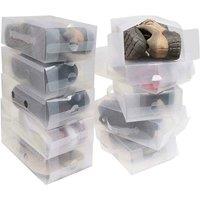 NESTLUNE 10Pcs Clear Plastic Stackable Drawer Shoe Storage Organiser Box | Size: 900mm