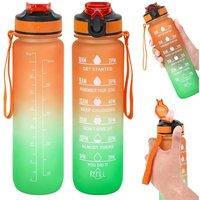 NESTLUNE 1L BPA Free Sports Water Bottle Green/Orange in Orange | Size: 100 cm x 100 cm