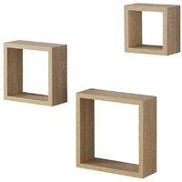 Kelvenix oak Wall Floating Cube Box Shelf Set in Light Oak | Size: 0.6m2