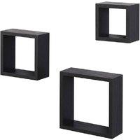 Kelvenix black Wall Floating Cube Box Shelf Set | Size: 0.6m2