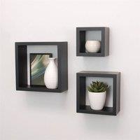 Kelvenix Grey G0018 Wall Floating Cube Box Shelf Set | Size: 0.6m2