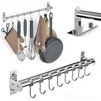 Kelvenix Wall Mounted Kitchen Utensils Pan Pot Hanging in Silver