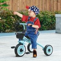 AIYAPLAY Trike for 2-5 Years Old, Kids Tricycle with Adjustable Seat, Basket in Blue