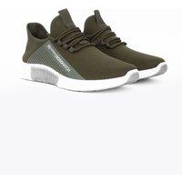 Crosshatch Nimbus Men's Nylon Trainers with Contrast Print Detail & Branded Rubber Heel in Olive | Size: 9