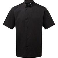 Premier Men's Essential Short-Sleeved Chef Jacket in Black | Size: Medium