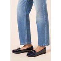 Dorothy Perkins Women's Wide Fit Lora Snaffle Loafers in Navy | Size: 5