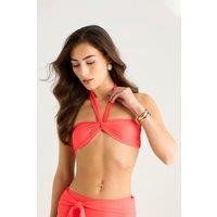 Gini London Women's Orange Twist Front Halter Neck Bikini Top | Size: 16