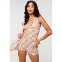 Pink Vanilla Women's Multi Multi Stripe Halter Playsuit | Size: S/M