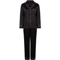 Towel City Women's Satin Long PJ Set in Black | Size: XS/S