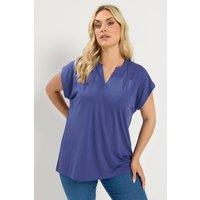 Yours Women's Notch Neck T-Shirt in Purple | Size: 34-36