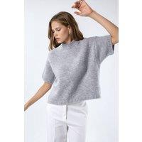 Hiccup Women's Relaxed Fit Crew Neck Knitwear Sweater in Light Grey | Size: Small