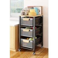 Living and Home 4-Tier Pull-Out Storage Rack Fruit Vegetable Drawer Trolley Cart for Kitchen in Black