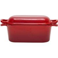Living and Home 2pcs Enamel Cast Iron 2-use Bread Pan Loaf Pan Frying Pan in Red
