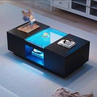 Rolipo Modern Black LED Coffee Table with Storage & App Control | Size: 1 Pack