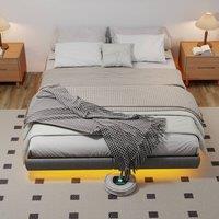 Rolipo Grey Floating King Bed Frame with LED Lights & Underbed Storage | Size: Double