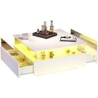 Rolipo Modern White Square LED Coffee Table with 2 Drawers | Size: 1 Pack