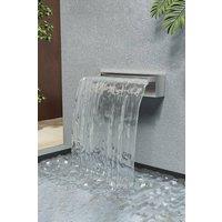 Living and Home 40cmW Back Entry Stainless Steel Wall-Mounted Water Blade Waterfall Pool Garden in Silver