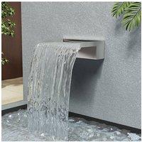 Living and Home 30cmW x 20cmD Wall-Mounted Stainless Steel Water Blade Waterfall Pool Fountain Garden in Silver | Size: 30 cmW x 20 cmD