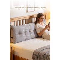 Living and Home Multifunctional Washable Wedge Headboard Pillow with Side Pocket in Light Grey | Size: Medium