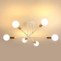 Goeco Sputnik Ceiling Lights 6 Arms Diameter 52cm Chandelier 180 Adjustable in White