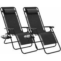 Dyzi Zero Gravity Reclining Chairs 2 Pack with Side Table Black
