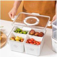 H&O Direct Fridge Storage Container with Four Compartments in White