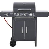 Rolipo 3+1 Burner Gas BBQ Grill Trolley with Cabinet Grey
