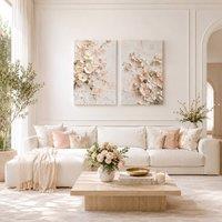 Mafett Ivory Garden Dream 2 Set Canvases Wall Art Print in Light Pink | Size: W18 x H24