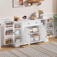 Rolipo 138cm Modern Kitchen Sideboard with Adjustable Shelves in White
