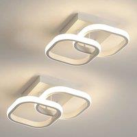 Pheashine Set of 2 White 24cm Double Square LED Ceiling Light 22W Neutral White