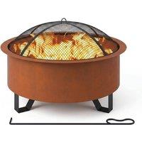 Teamson Home Outdoor Garden Fire Pit 66cm with Spark Guard Steel Brown