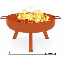 Teamson Home Outdoor Garden Fire Pit 70cm with Spark Guard Brown in Terracotta