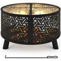 Teamson Home Outdoor Garden Fire Pit 71cm with Spark Guard Black Steel
