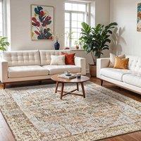 Livabliss Lilian-Washable Taupe Brown Vintage Traditional Boho Living Dining Rug | Size: 160 cm x 215 cm