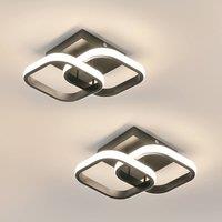 Pheashine 2-Pack Square LED Ceiling Lights, 23cm, 22W 4500K Neutral White Flush in Black