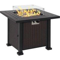 Rolipo 50, 000 BTU Rattan Gas Fire Pit Table 81cm Black