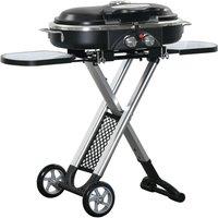 Rolipo Foldable 2 Burner Gas BBQ Grill with Lid Thermometer in Black