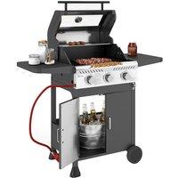 Rolipo 7.5kW Three Burner Gas BBQ Grill See-Through Lid Black