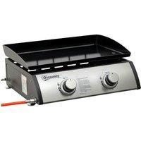 Rolipo 2 Burner Gas Plancha BBQ Grill 6kW Non-Stick Tabletop in Silver