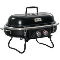 Rolipo Foldable 2 Burner Tabletop Gas BBQ Grill Thermometer in Black